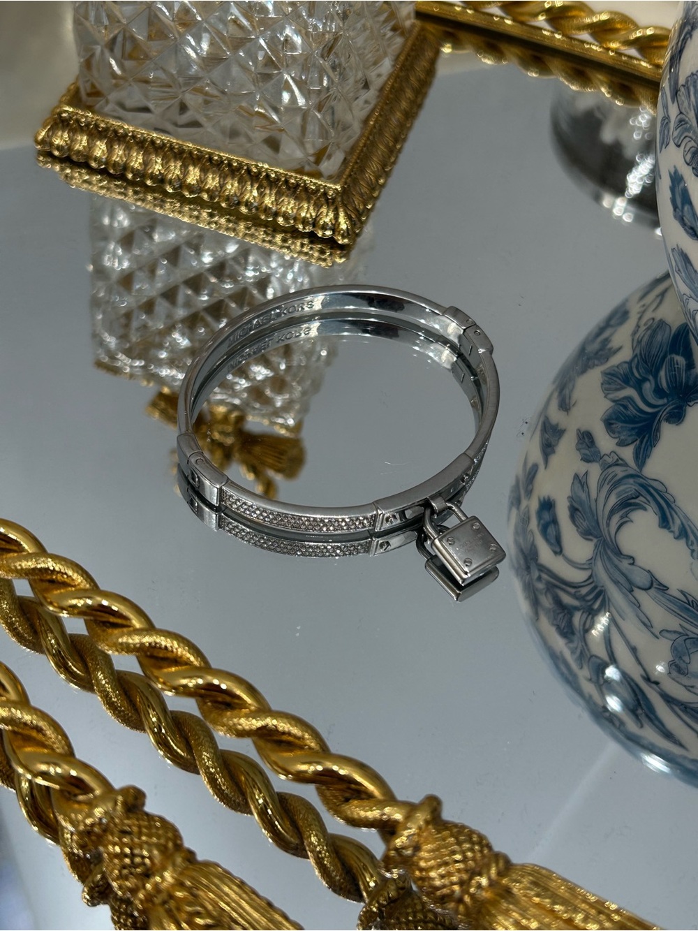 Michael Kors Silver Padlock Bangle Bracelet